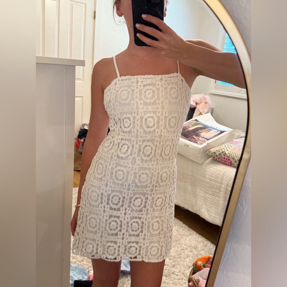 Aqua Ivory Crochet Dress
